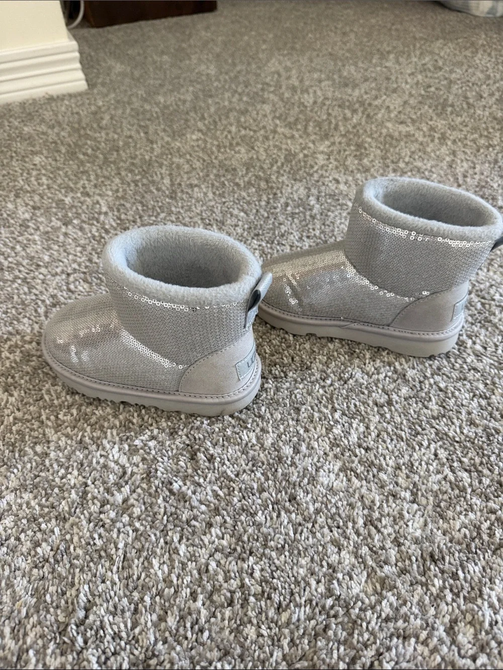 UGG Kids Silver Sequin Short Boots